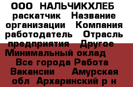 ООО "НАЛЬЧИКХЛЕБ" раскатчик › Название организации ­ Компания-работодатель › Отрасль предприятия ­ Другое › Минимальный оклад ­ 1 - Все города Работа » Вакансии   . Амурская обл.,Архаринский р-н